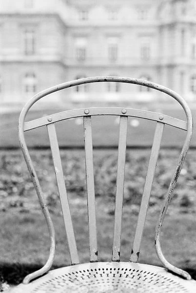 Europe, France, Paris. Chair, Jardin du Luxembourg