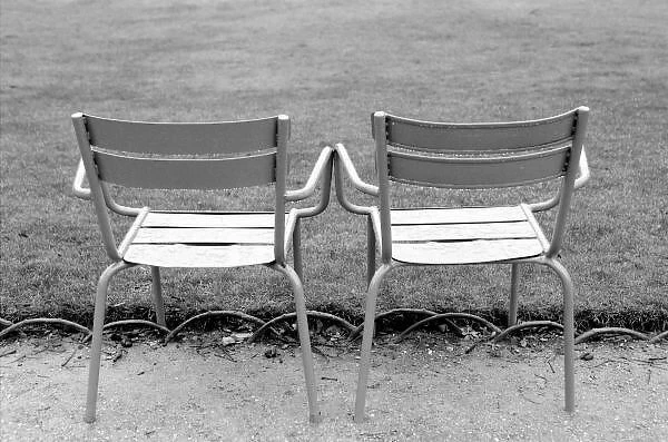 Europe, France, Paris. Chairs, Jardin du Luxembourg