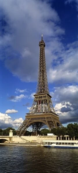 Europe, France, Paris. The Eiffel Tower, part of a World Heritage Site, on the Seine River