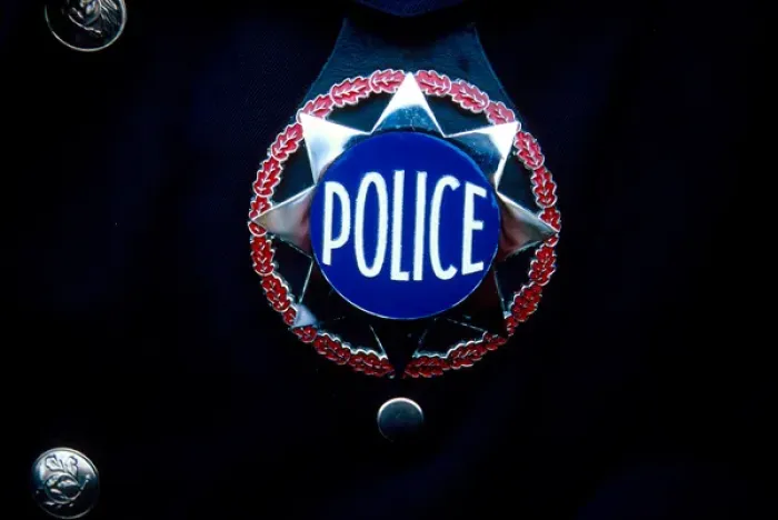 Framed Print : Europe, France, Paris. French police officers badge Framed Print : Europe, France, Paris. French police officers badge