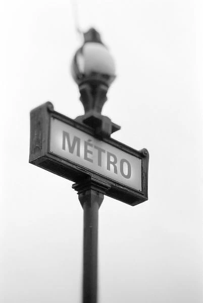 Europe, France, Paris. Metro sign (defocussed)