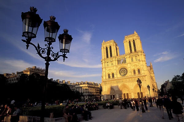Europe, France, Paris. Notre Dame Cathedral, Place de la Parvis
