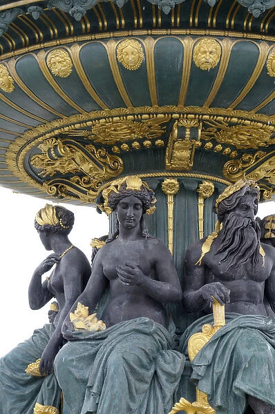 Europe, France, Paris. Place de la Concorde Fountain