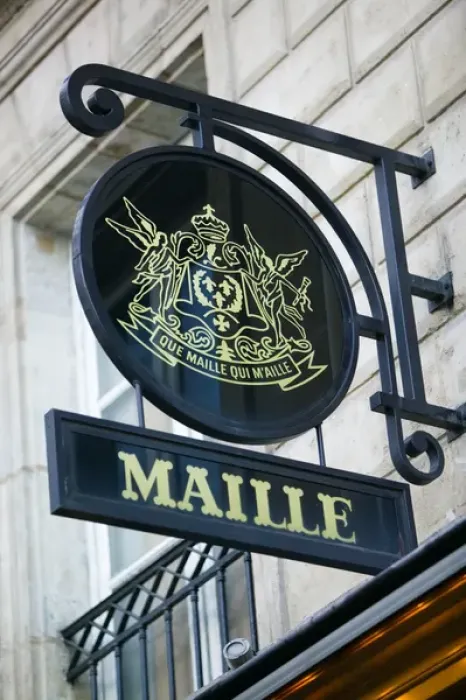 Framed Print : Europe, France, Paris, Place de la Madeleine: Boutique Maille- Exotic Mustard Shop - Sign