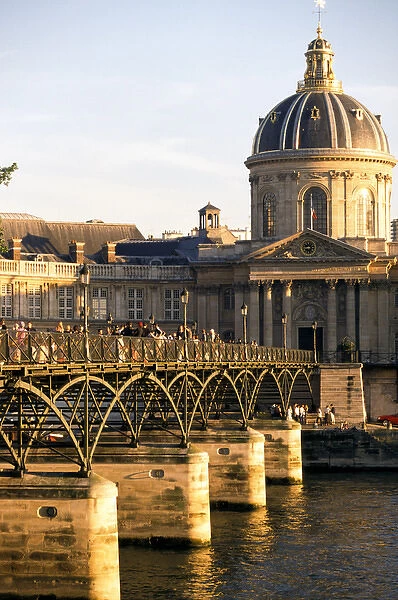 Europe, France, Paris. Pont des Arts and Institute de France
