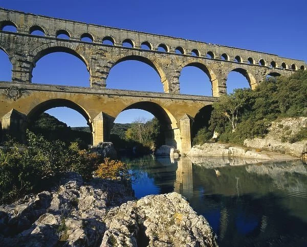 Europe, France, Pont du Gard. Pont du Gard, World Heritage Site, is one of the finest