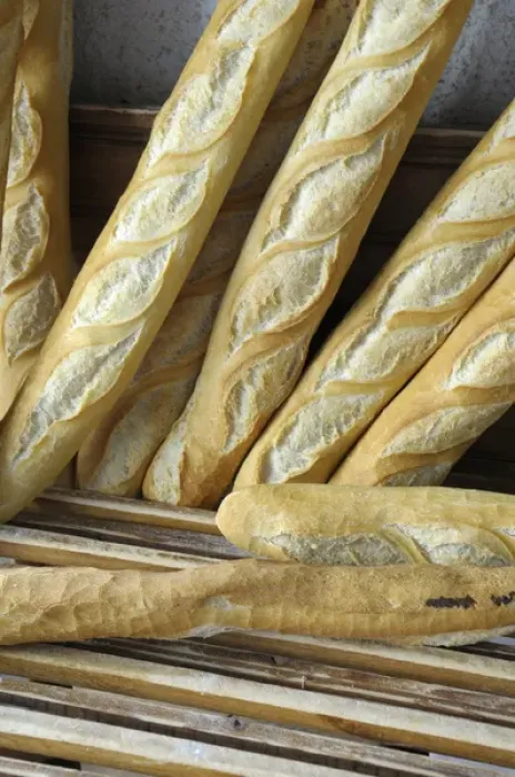 Framed Print : Europe, France, Provence-Alpes-Cote d Azur, Vaucluse, Lourmarin. Fresh baguettes