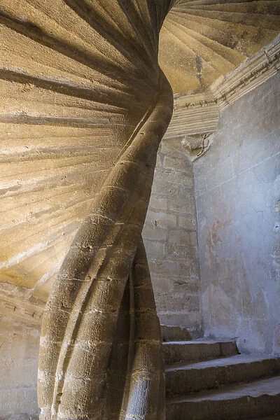 Europe, France, Provence, Lourmarin. Stairwell in Chateau de Lourmarin. Credit as