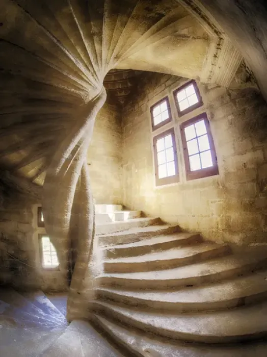 Framed Print : Europe; France; Provence; Lourmarin; Spiral staircas in Chateau de Lourmarin Framed Print : Europe; France; Provence; Lourmarin; Spiral staircas in Chateau de Lourmarin