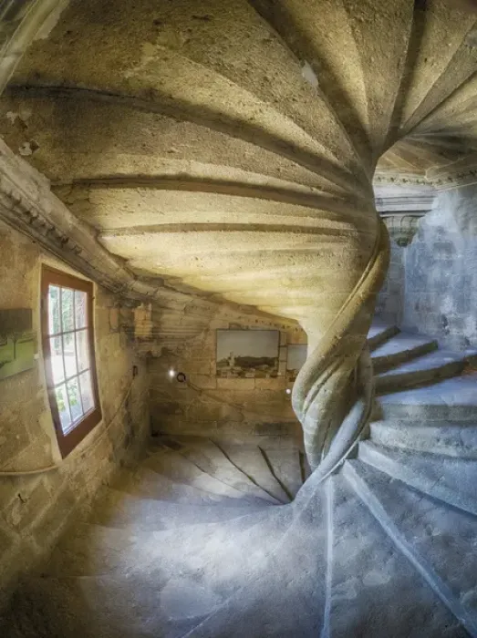 Framed Print : Europe; France; Provence; Lourmarin; Spiral staircas in Chateau de Lourmarin Framed Print : Europe; France; Provence; Lourmarin; Spiral staircas in Chateau de Lourmarin
