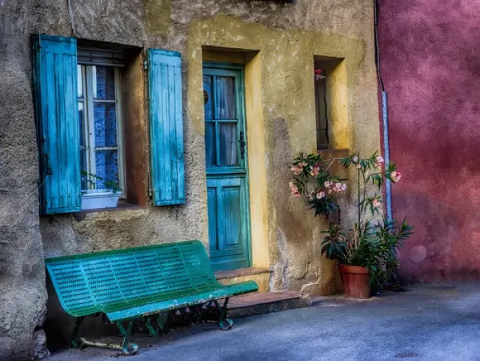 Framed Print : Europe; France; Provence; Roussillion; Colorful House in Roussillion Framed Print : Europe; France; Provence; Roussillion; Colorful House in Roussillion