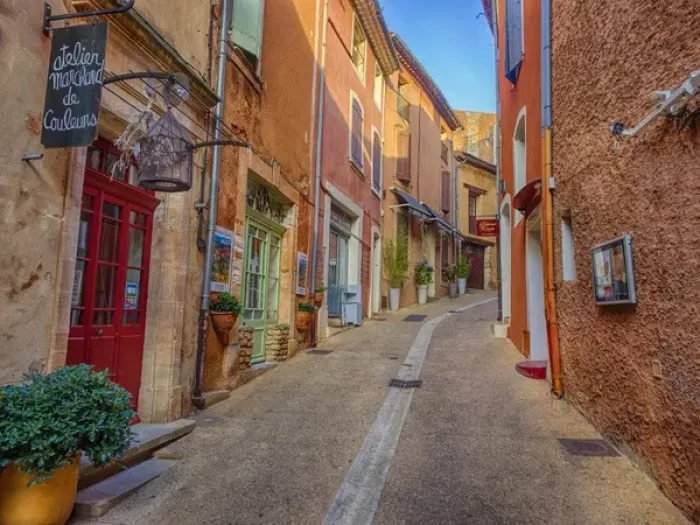 Framed Print : Europe; France; Provence; Roussillion; Town scenes of colorful French Hillside town Framed Print : Europe; France; Provence; Roussillion; Town scenes of colorful French Hillside town