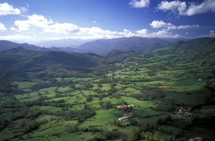 Framed Print : Europe, France, Pyrenees, Ariege. View of valley Framed Print : Europe, France, Pyrenees, Ariege. View of valley