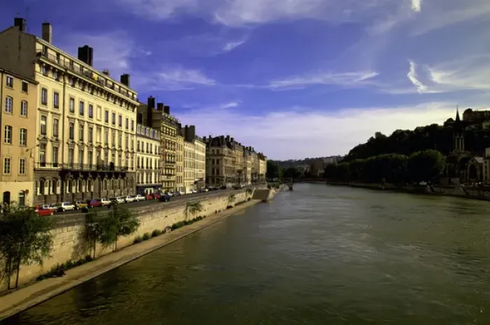 Framed Print : Europe, France, Rhone Valley, Lyon. Saone River, Quai Tilsitt with riverfront buildings Framed Print : Europe, France, Rhone Valley, Lyon. Saone River, Quai Tilsitt with riverfront buildings