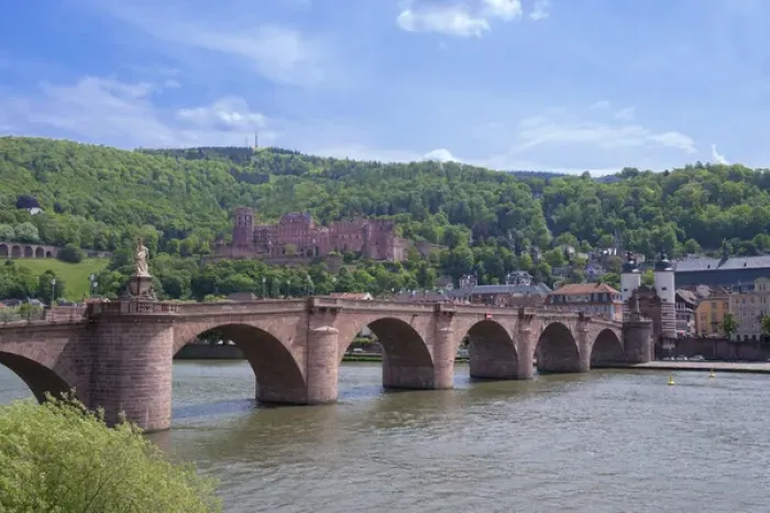 Framed Print : Europe, Germany, Baden-Wurttemberg, Heidelberg, view of Carl Theodor bridge and Heidelberg castle Framed Print : Europe, Germany, Baden-Wurttemberg, Heidelberg, view of Carl Theodor bridge and Heidelberg castle