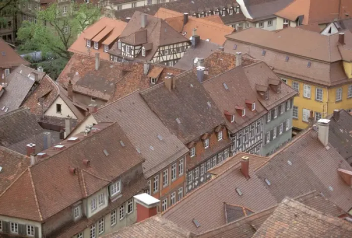 Framed Print : Europe, Germany, Baden, Wurttemburg, Heidelberg. Houses along Grosse Mantelgasse