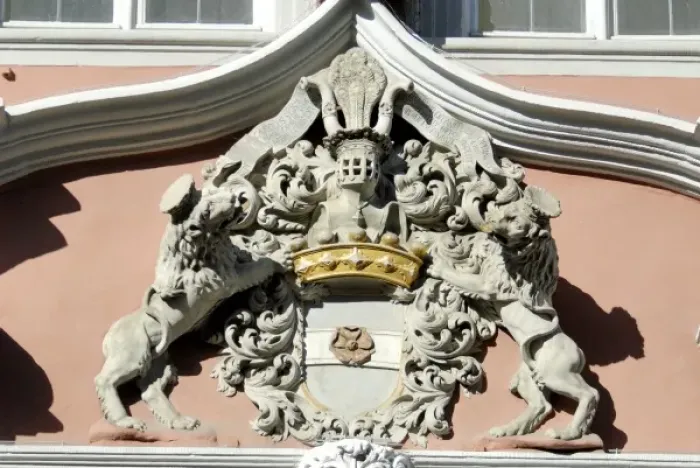 Framed Print : Europe, Germany, Bavaria, Bamberg, Coat of Arms over the doorway of the Haus zum Saal Framed Print : Europe, Germany, Bavaria, Bamberg, Coat of Arms over the doorway of the Haus zum Saal
