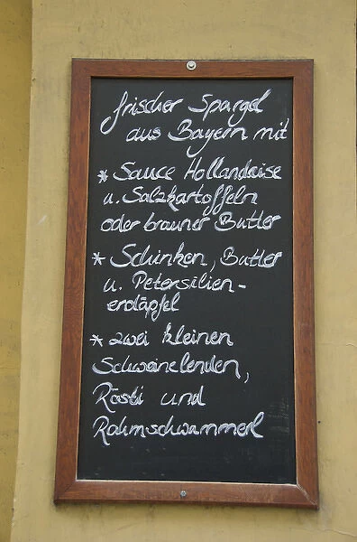 Europe, Germany, Bavaria, Passau, restaurant sign for fresh asparagus
