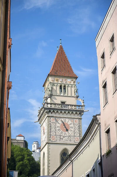 Europe, Germany, Bavaria, Passau, Town Hall, clock tower