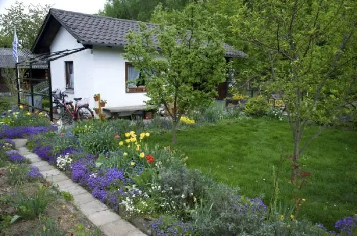 Framed Print : Europe, Germany, Bavaria, Straubing, cottage garden in Spring Framed Print : Europe, Germany, Bavaria, Straubing, cottage garden in Spring