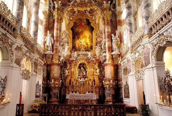 Europe, Germany, Bavaria, Wieskirche. Church interior
