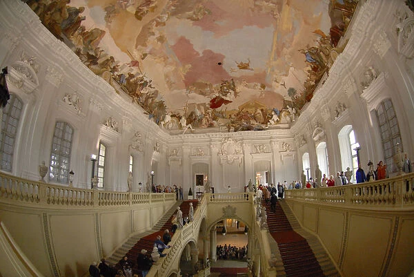 Europe, Germany, Bavaria, Wurzburg, Bishops residence, Grand staircase reception