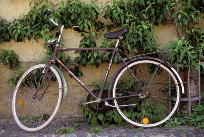 Framed Print : Europe, Germany, Bayern, Rothenberg Ob Der Tauber. Bicycle details