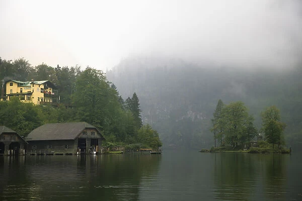 Europe, Germany, Berchtesgaden. A misty morning on Lake Konigssee. Credit as: Dennis