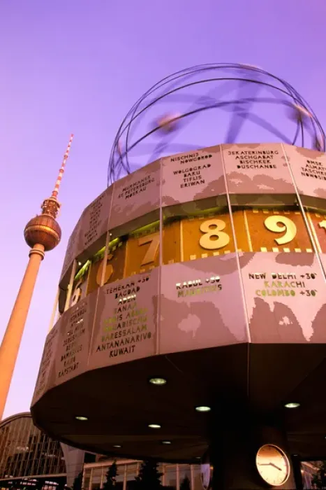 Framed Print : Europe, Germany, Berlin. Alexanderplatz, the Universal Clock Urania and television tower Framed Print : Europe, Germany, Berlin. Alexanderplatz, the Universal Clock Urania and television tower
