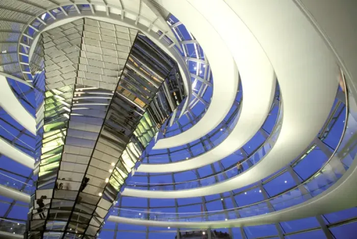 Framed Print : Europe, Germany, Berlin. The Reichstag, interior dome view in evening Framed Print : Europe, Germany, Berlin. The Reichstag, interior dome view in evening