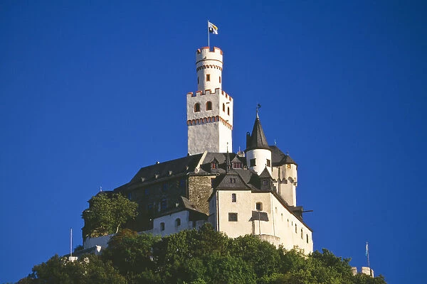 Europe, Germany, Braubach, Rhine Valley, Marksburg Castle, built 1117, UNESCO World