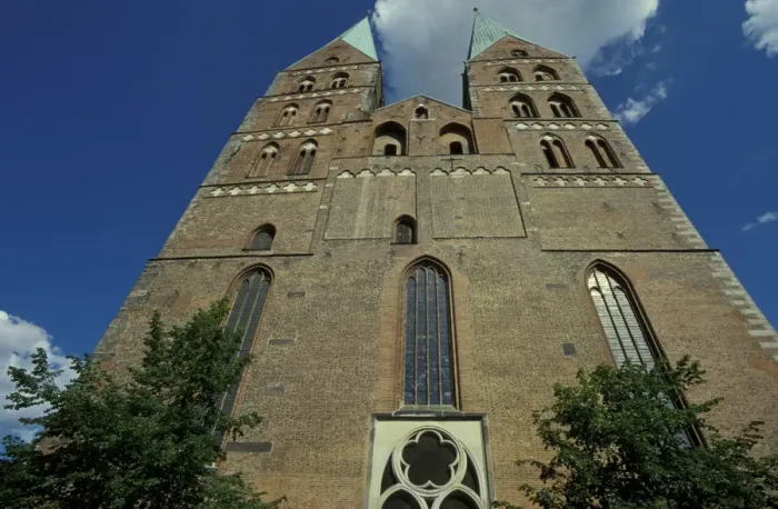Framed Print : Europe, Germany, Lubeck. St. Marien church and twin towers