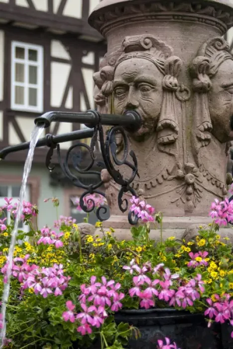 Framed Print : Europe, Germany, Miltenberg, fountain detail Framed Print : Europe, Germany, Miltenberg, fountain detail