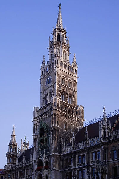 Europe, Germany, Munich. Glockenspiel clock on side of the New Town Hall. Credit as