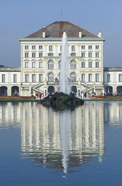 Europe, Germany, Munich. Nymphenburg Castle and reflection