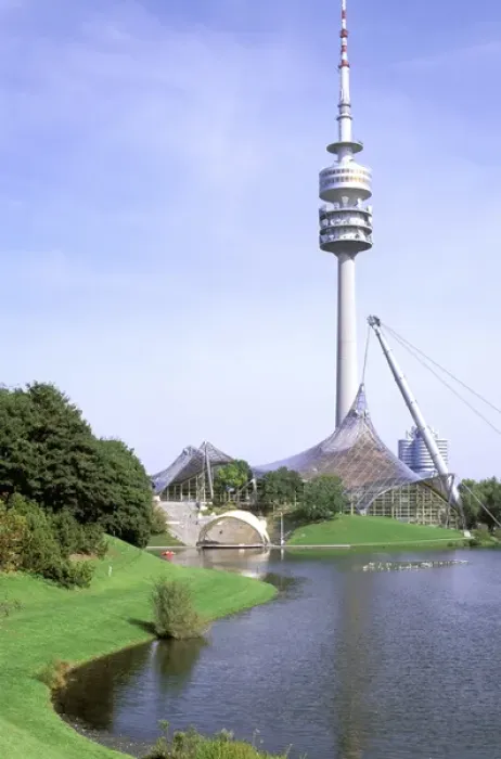 Framed Print : Europe, Germany, Munich, Olympic Park. Distinctive communications tower