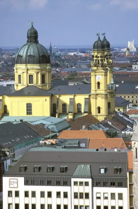 Framed Print : Europe, Germany, Munich. View of Theatinerkirche from Saint Peters Church tower Framed Print : Europe, Germany, Munich. View of Theatinerkirche from Saint Peters Church tower