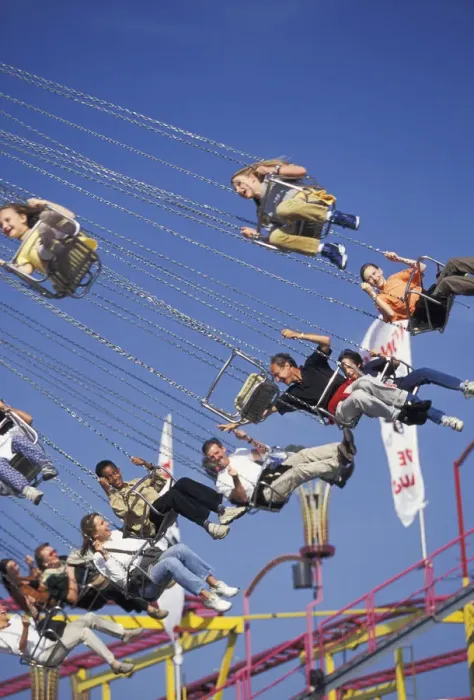 Framed Print : Europe, Germany, Munich. Visitors enjoying the ride high above the crowd during Octoberfest Framed Print : Europe, Germany, Munich. Visitors enjoying the ride high above the crowd during Octoberfest