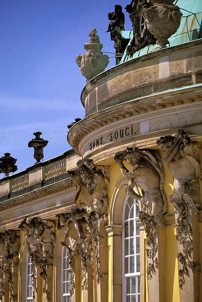 Europe, Germany, Potsdam. Park Sanssouci, Schloss Sanssouci Castle, exterior detail