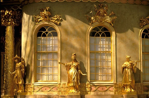 Europe, Germany, Potsdam. Park Sanssouci, Chinese teahouse, gold figures