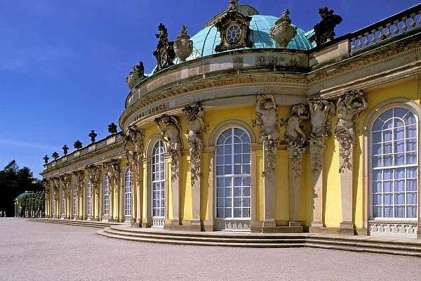 Europe, Germany, Potsdam. Park Sanssouci, Schloss Sanssouci Castle, exterior detail
