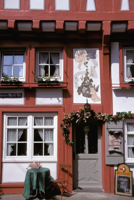 Framed Print : Europe, Germany, Rhineland, Pfalz, Boppard. Cafe entrance Framed Print : Europe, Germany, Rhineland, Pfalz, Boppard. Cafe entrance