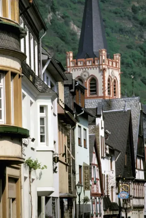 Framed Print : Europe, Germany, Rhineland, Pfalz, Bacharach. Half timbered buildings Framed Print : Europe, Germany, Rhineland, Pfalz, Bacharach. Half timbered buildings