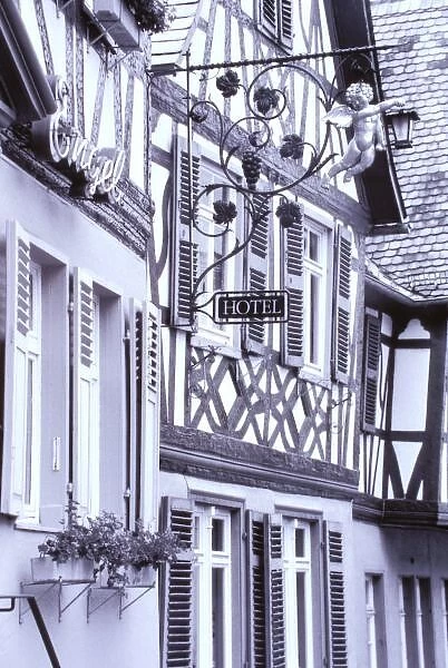 Europe, Germany, Rhineland, Pfalz, Boppard. Half timbered buildings