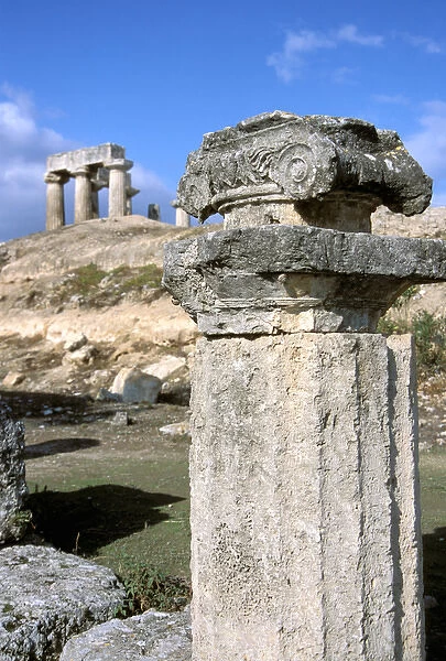 Europe, Greece, Ancient Corinth. Temple of Apollo ruins