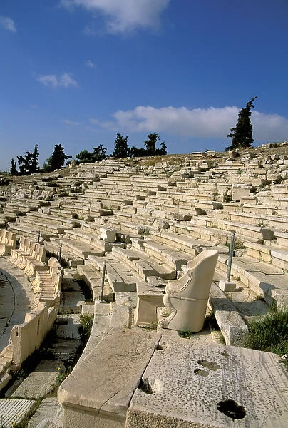 Europe, Greece, Athens, Acropolis. Theater of Dionysius (534 BC), Roman chairs