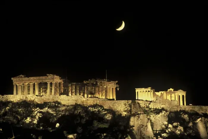 Framed Print : Europe, Greece, Athens, Acropolis. Moonrise over the Parthenon Framed Print : Europe, Greece, Athens, Acropolis. Moonrise over the Parthenon
