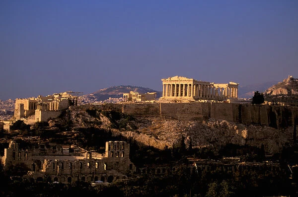 Europe, Greece, Athens, Attica, The Acropolis. Parthenon viewed from Filopapou Hill