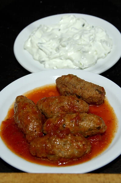 Europe, Greece, Crete (aka Kriti). Typical Greek dish of tzatziki (aka tsatziki) a thick yogurt
