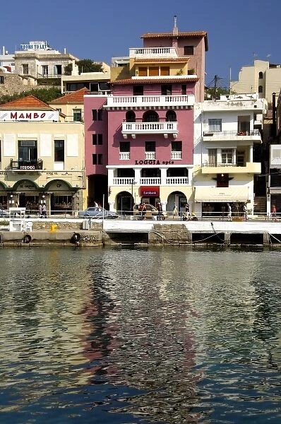 Europe, Greece, Crete (aka Kriti). Port city of Agios Nikolaos located on the Gulf of Mirabello